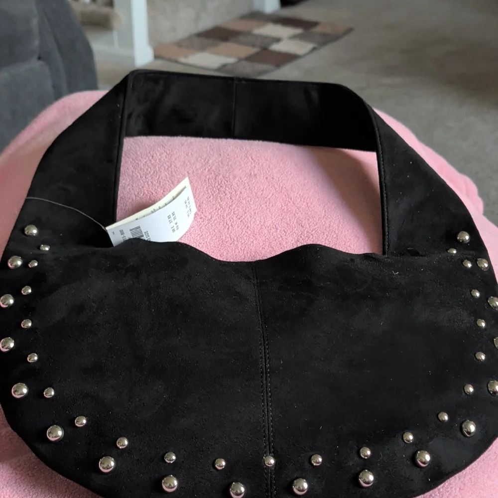 Hollister Black Suede Hobo Bag with Silver Studs
